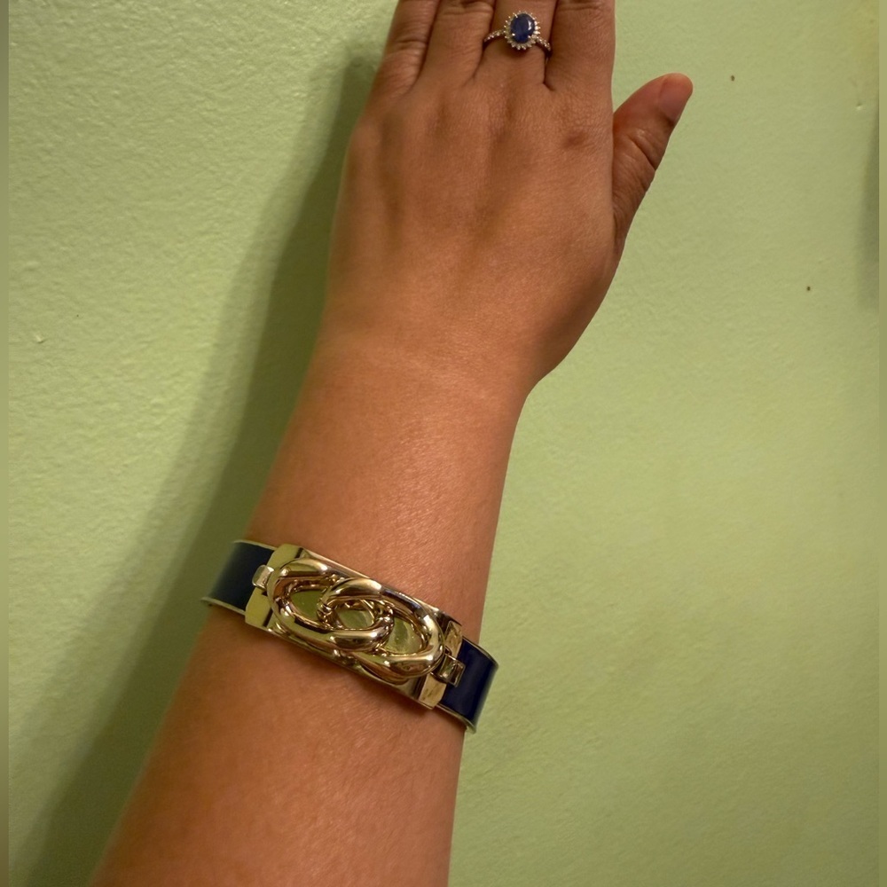 Gold and Navy Blue Chain Bracelet